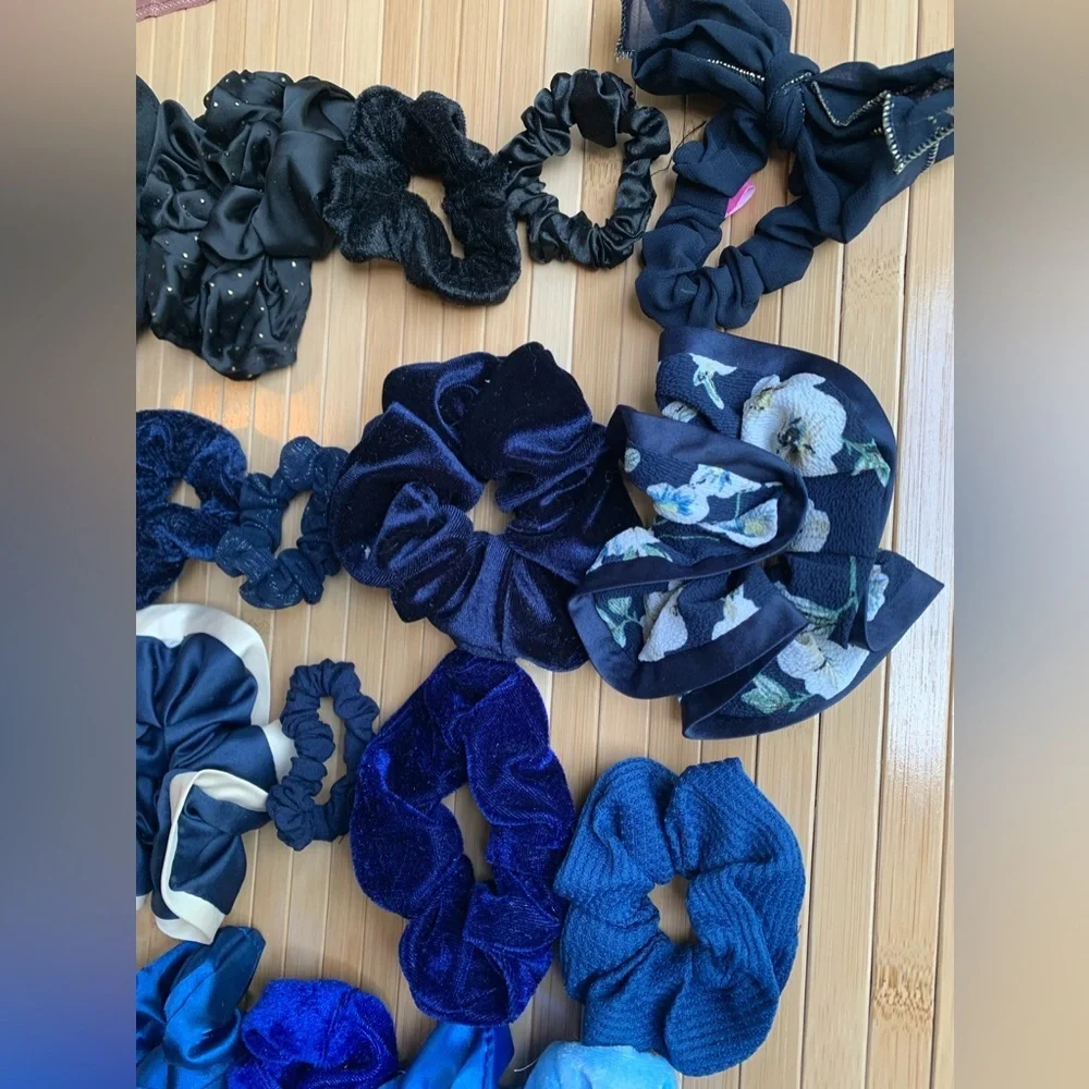Cool Toned Blue Color Vibes Hair Scrunchies 25pc Set